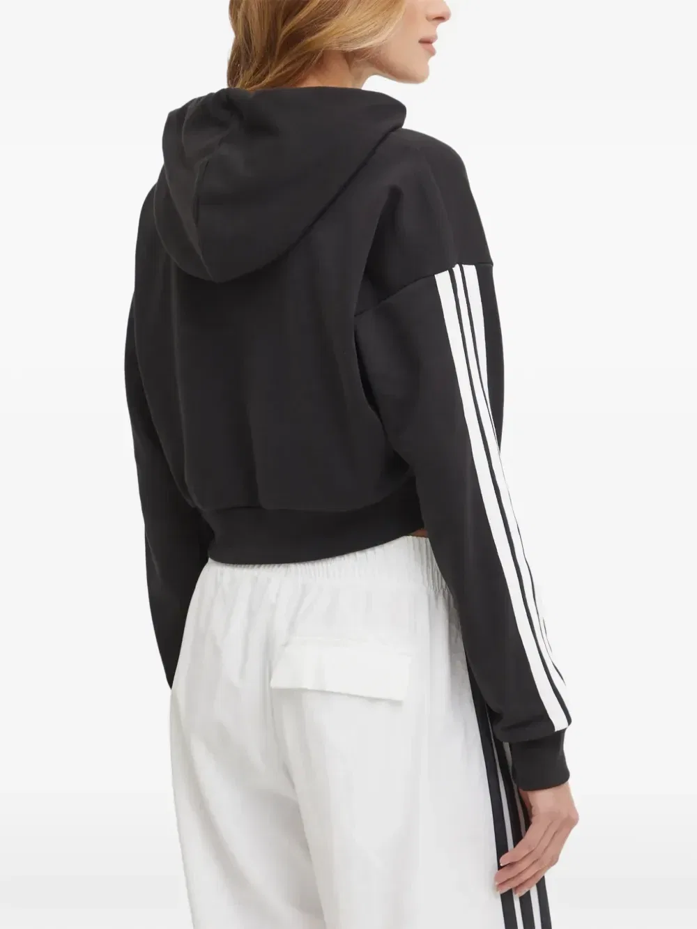 Укороченная худи Essentials 3-Stripes Adidas, черный — фото 3