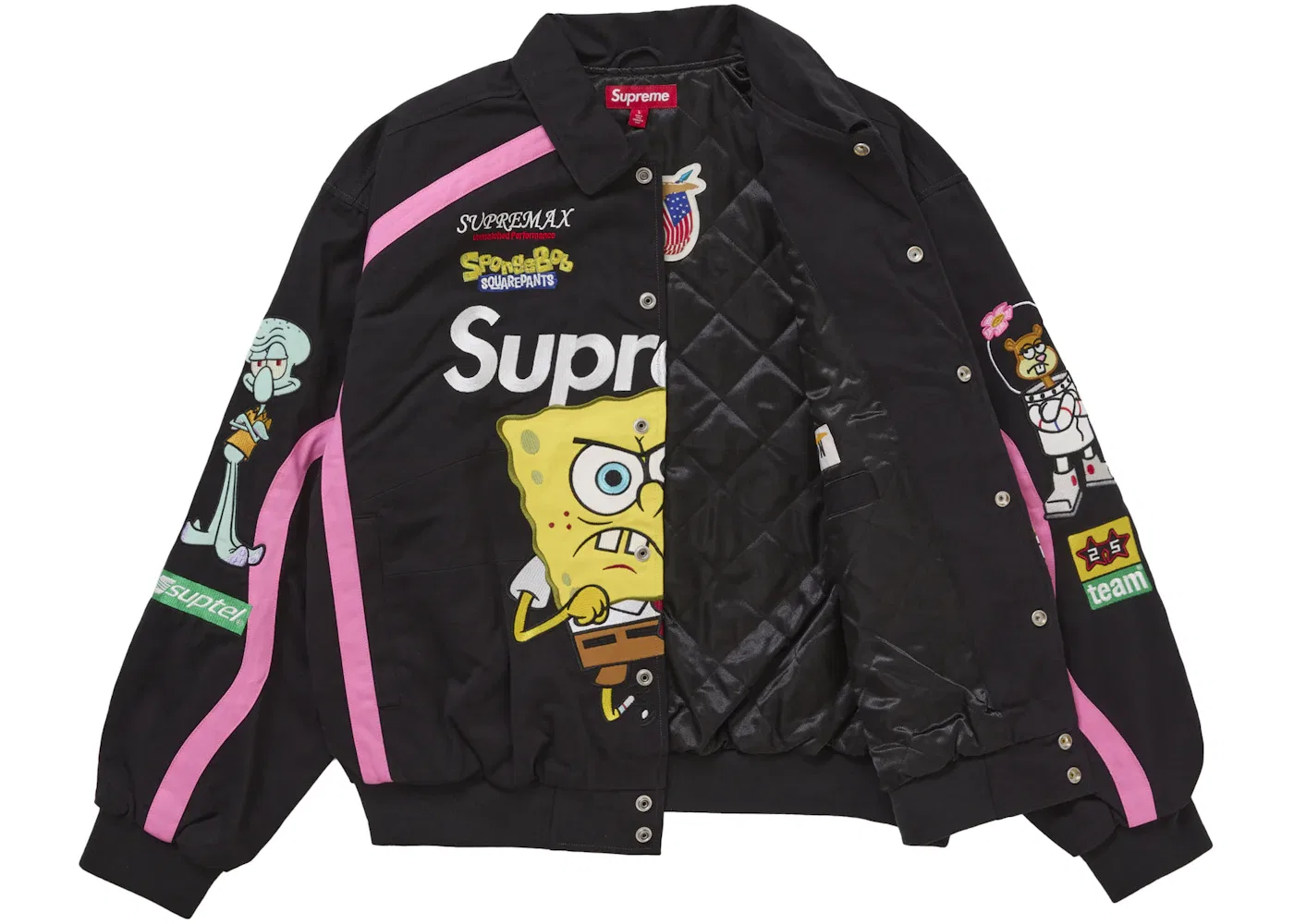 Мужская куртка-бомбер с принтом SpongeBob SquarePants Jeff Hamilton Racing Supreme, Black — фото 2