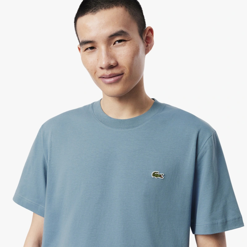 Футболка Lacoste Logo-Patch Cotton, серо-голубой — фото 4