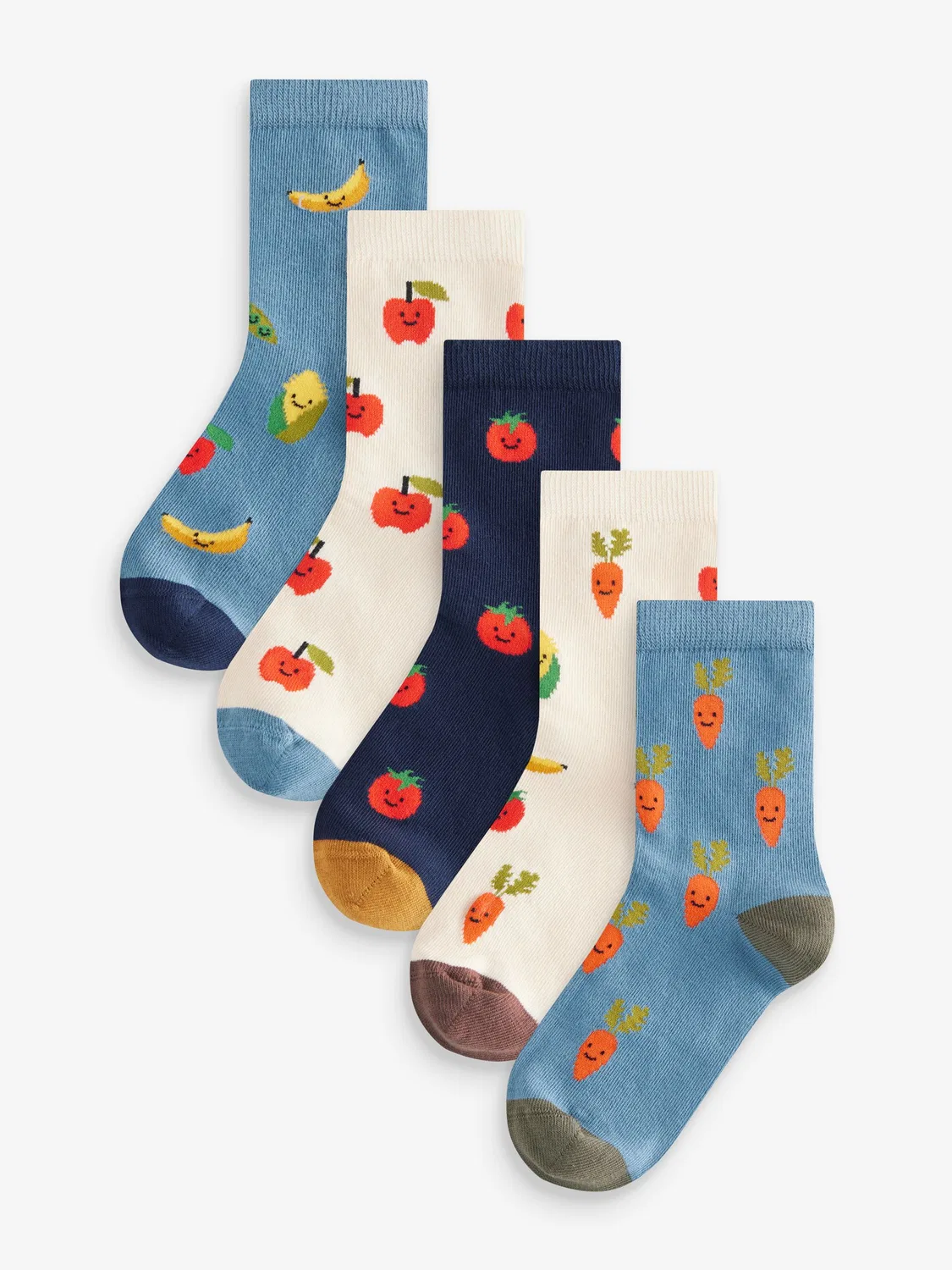 Носки 5 пар с фруктовым принтом, Fruit Vegetable Prints Next, разноцветные