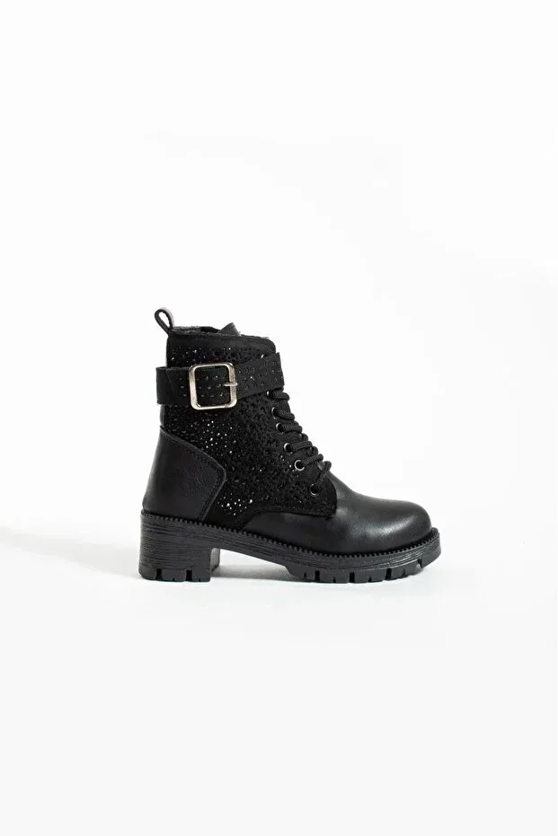 Детские ботинки для девочек на платформе Galya Shoes, Black Leather Suede — фото 3