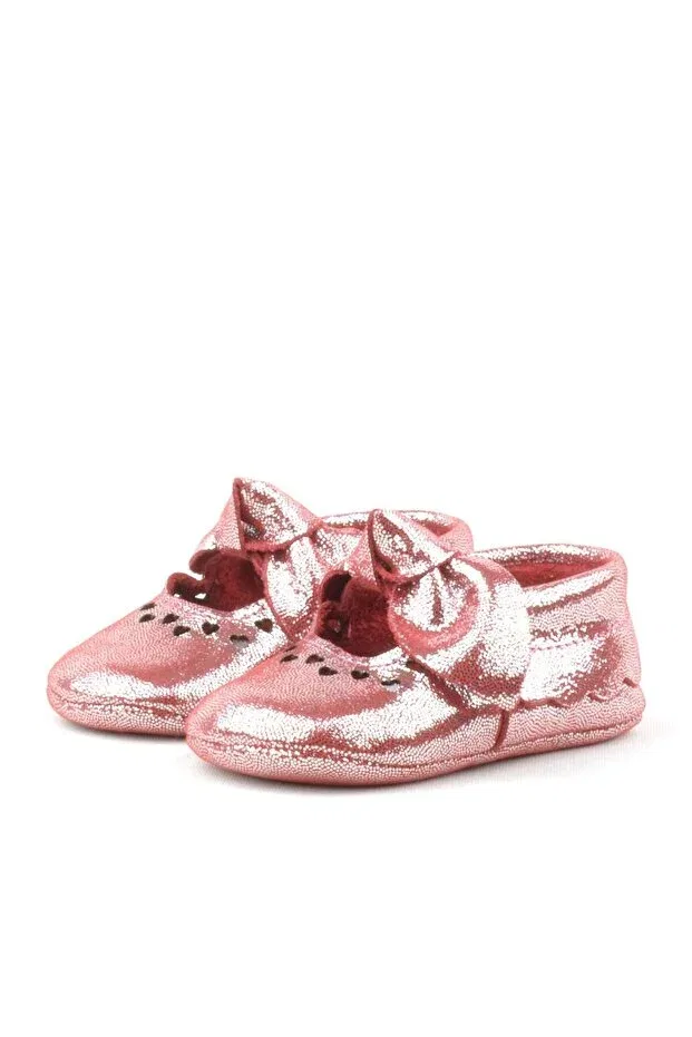 Детские ботиночки для девочек кожаные с бантом Coco Hapshoe, Bright Red — фото 3