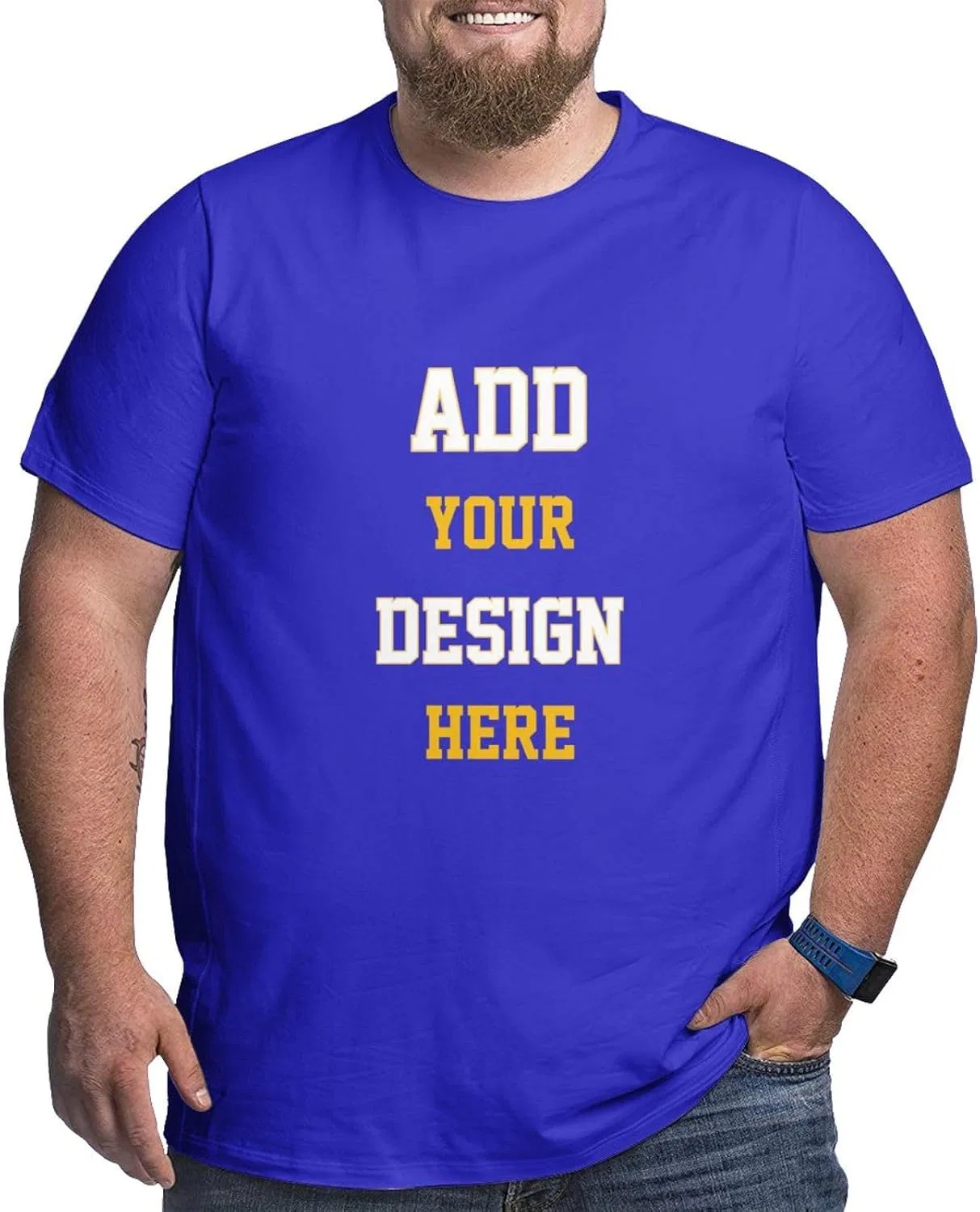 Мужская свободная футболка с круглым вырезом Custom Picture T-shirts for Big and Tall Men, Blue