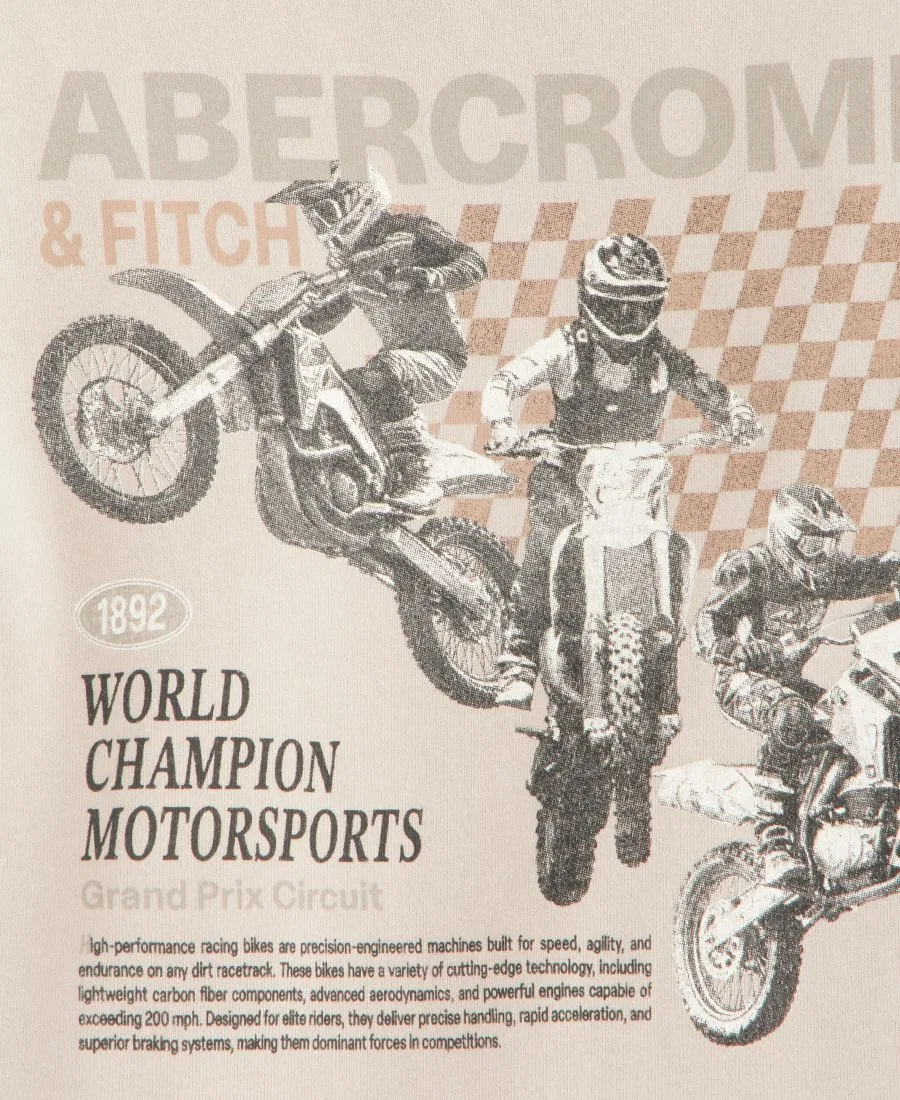 Футболка с графическим дизайном World Champion Bike Boys 8-20 abercrombie kids, Simply Taupe — фото 3