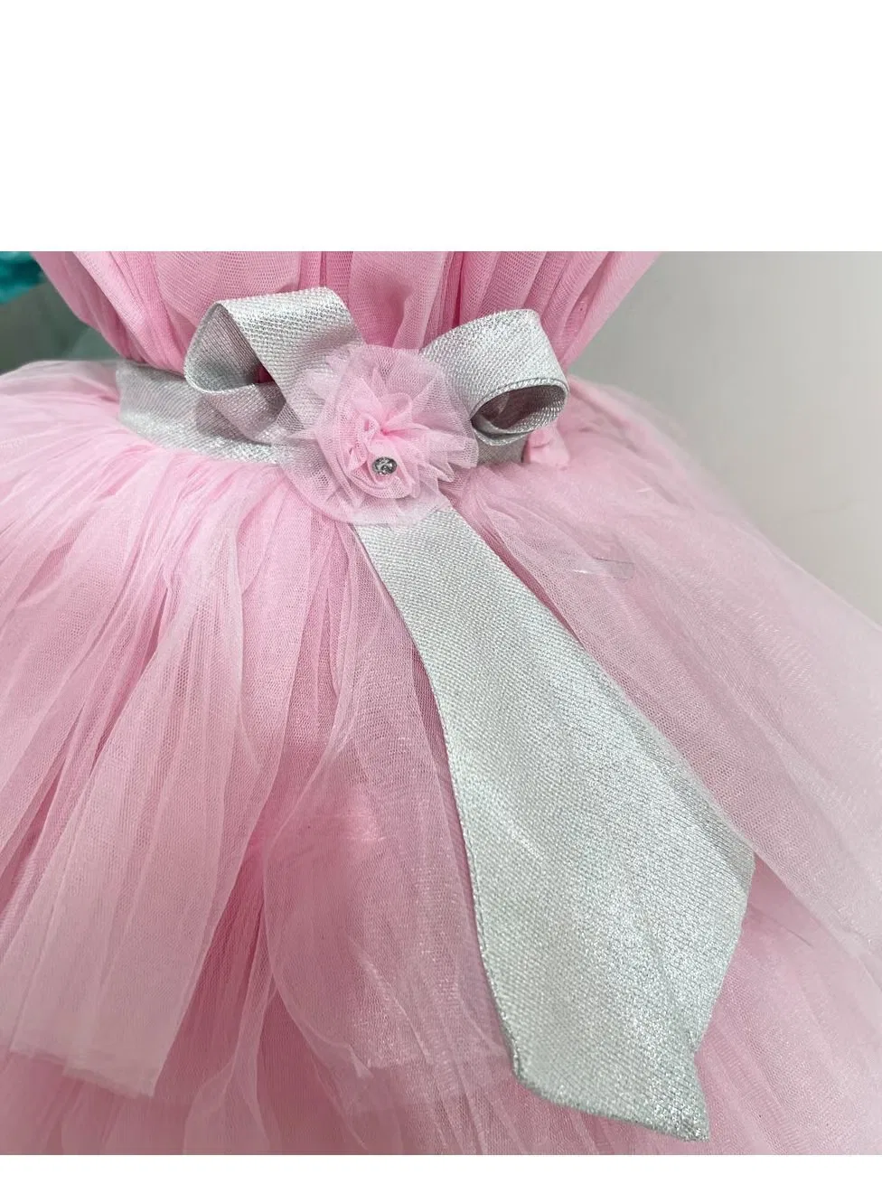 Платье без рукавов с рюшами Twinklesoft mesh layered high and low hem Twinkle Kids, розовый — фото 3