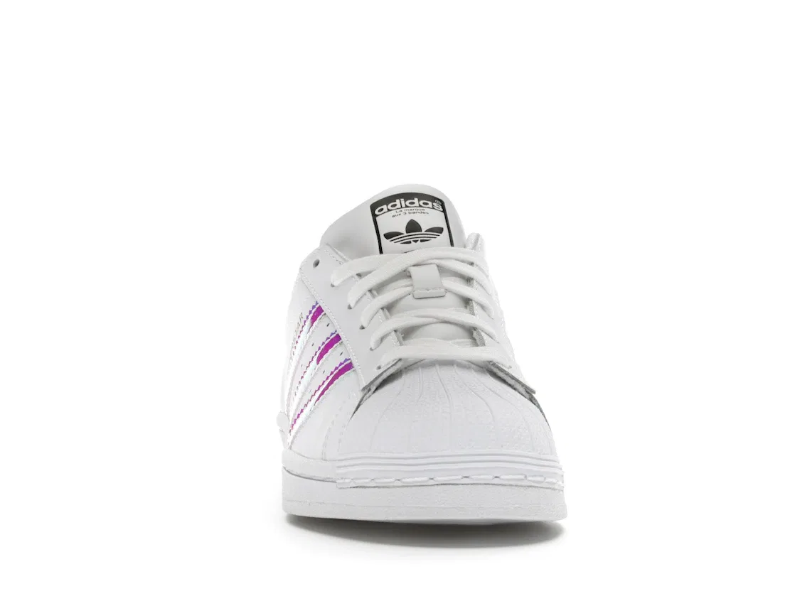Детские кроссовки с перламутровым блеском Adidas Superstar, White/White/Silver Metallic — фото 2