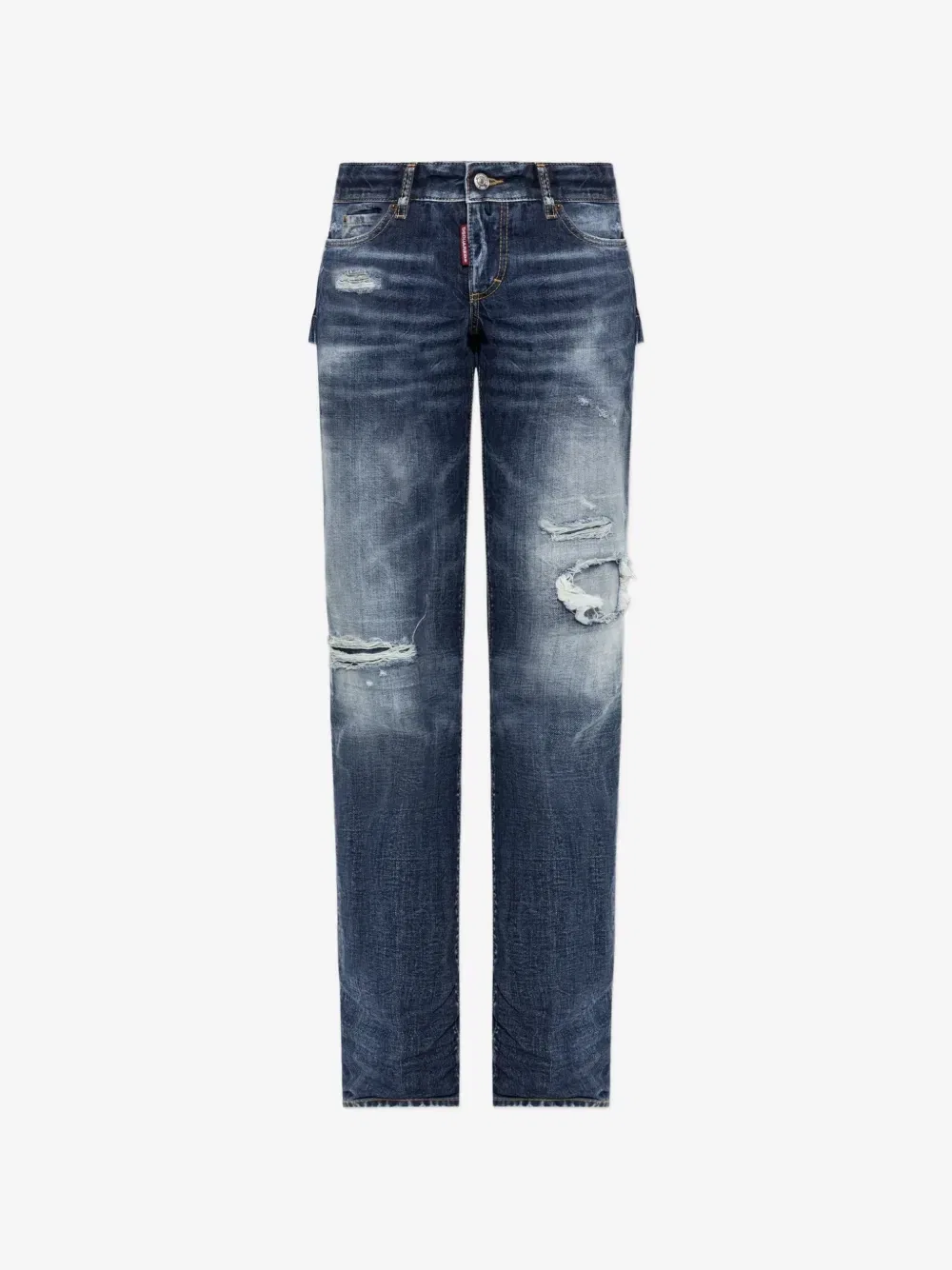 Джинсы с прорезями и потертостями DSQUARED2, синий