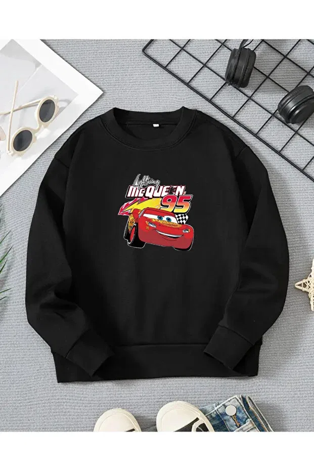 Детская футболка с принтом Monster Truck с длинным рукавом Haha, Black