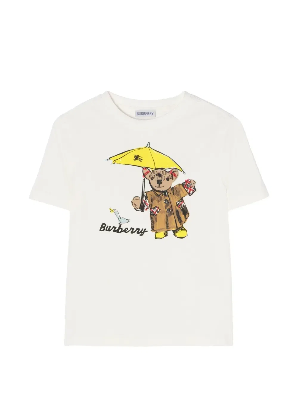 Футболка с принтом "Дождливый медведь" Burberry Kids, бежевый