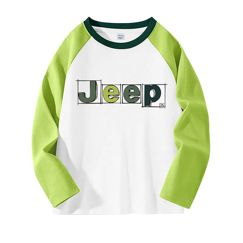 Детская футболка с принтом Jeep, оливковый