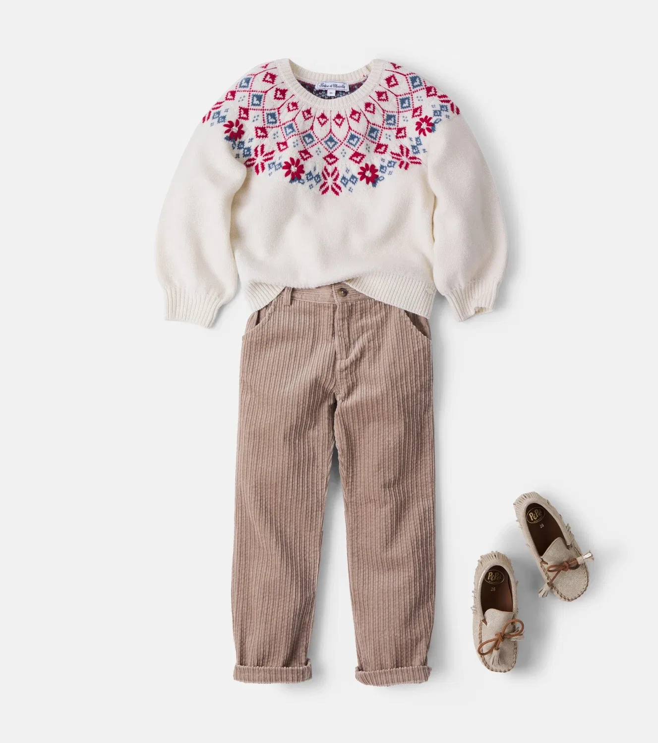 Свитер шерстяной с узором Fair Isle, Tartine Et Chocolat, белый — фото 2