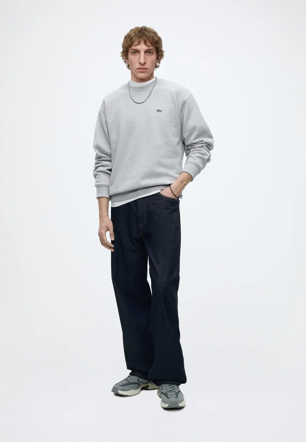 Толстовка Lacoste Silver Chine, унисекс, однотонная, серая — фото 2