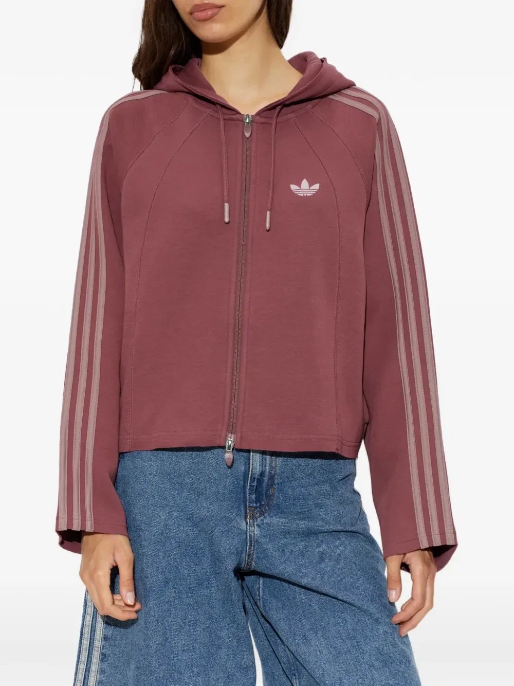 Худи с вышитым логотипом и боковыми полосками Adidas, фиолетовый — фото 3