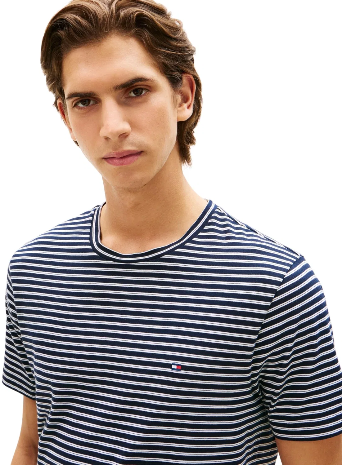 Мужская футболка с полосатым принтом Ess Seasonal Reg Fit Stripe Tee Tommy Hilfiger, Blue (Desert Sky / Ecru Stripe) — фото 4