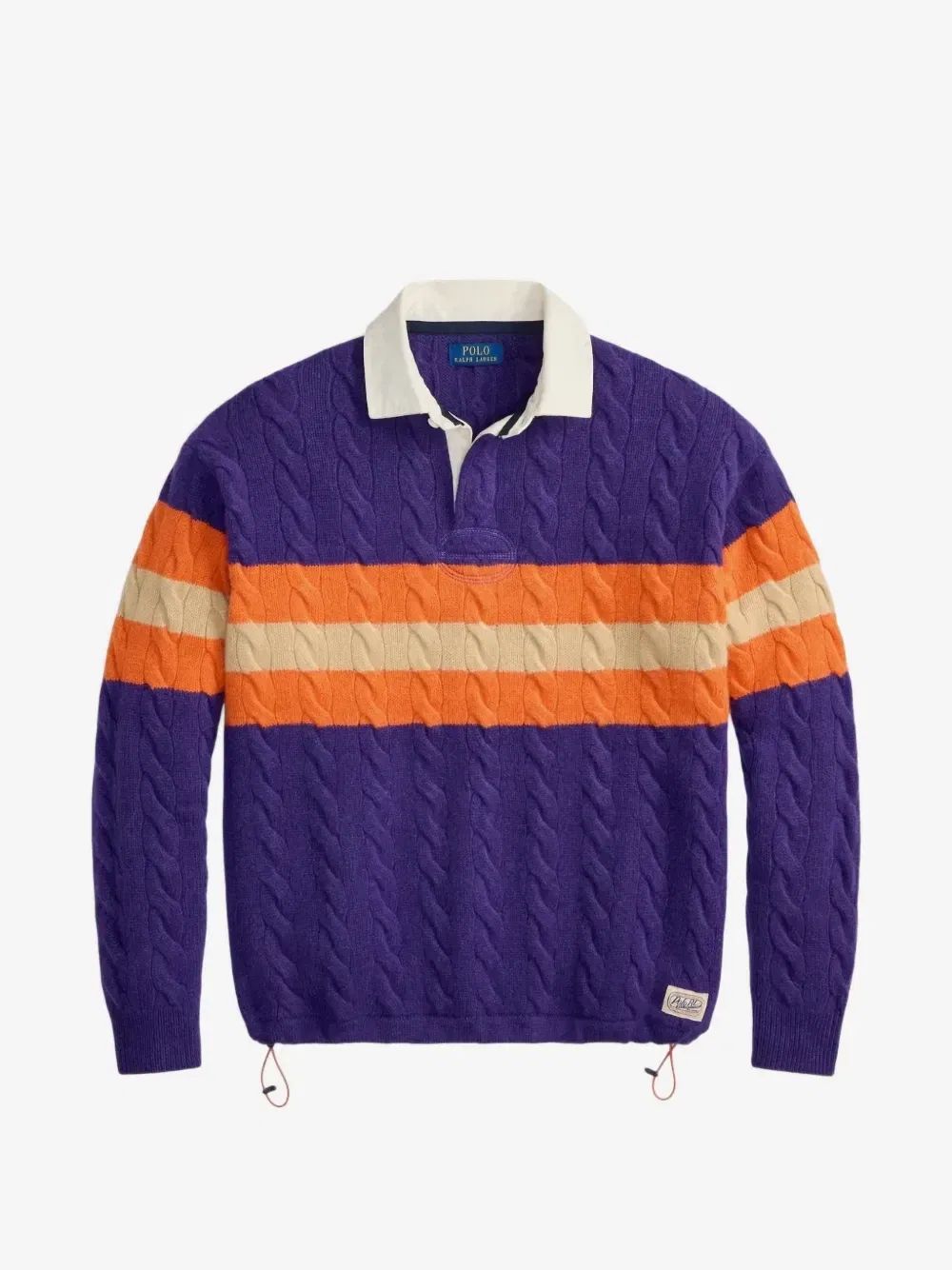 Свитер регби с объемным кабельным узором свободного кроя POLO RALPH LAUREN, фиолетовый