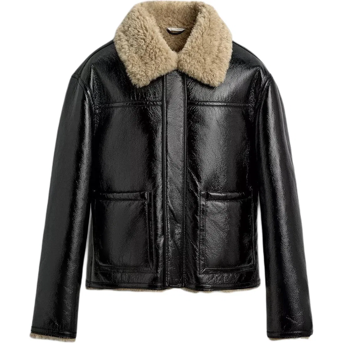 Женское пальто с лацканами Other, ZARA, Black