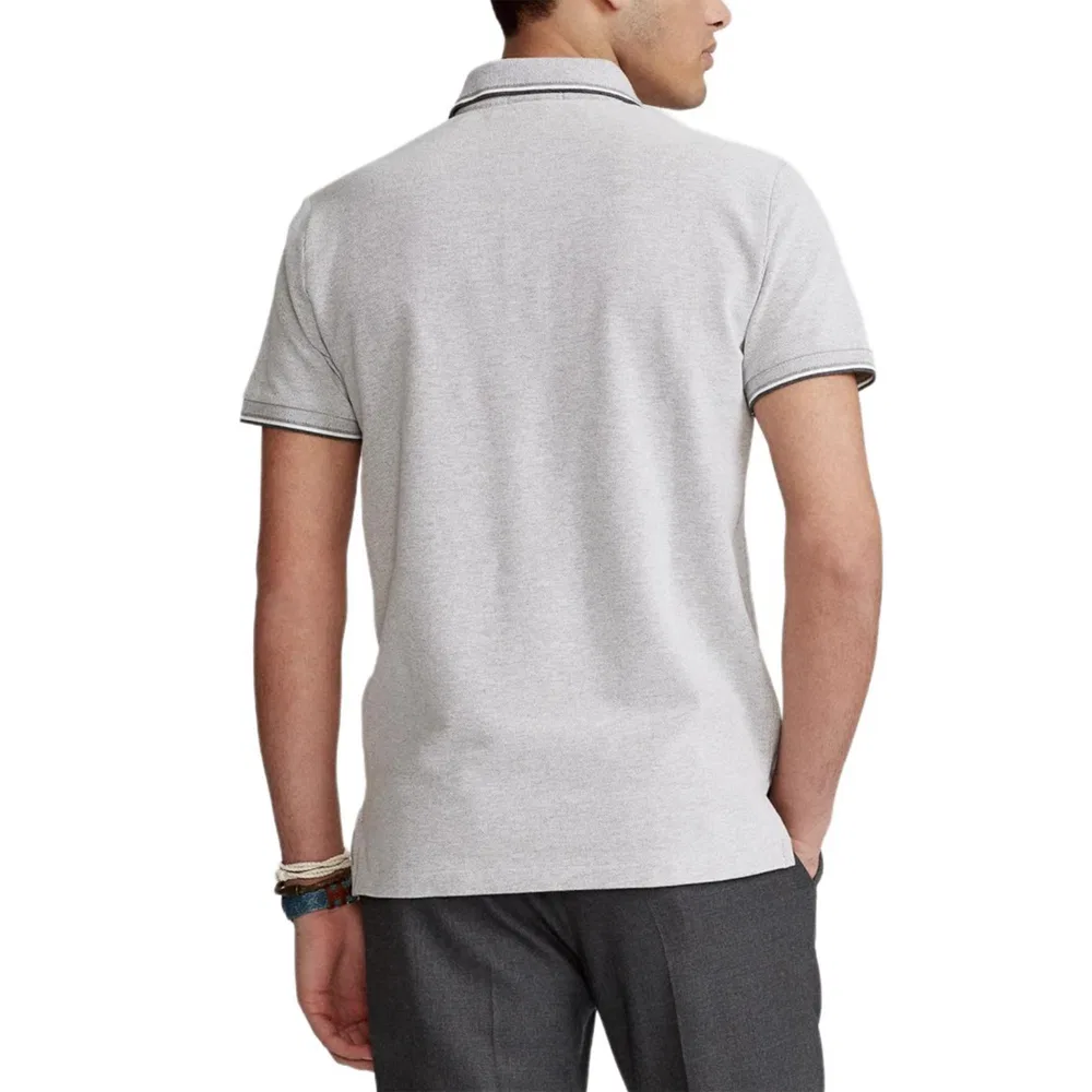 Мужская поло Polo Ralph Lauren Custom Slim Fit, Gray — фото 4
