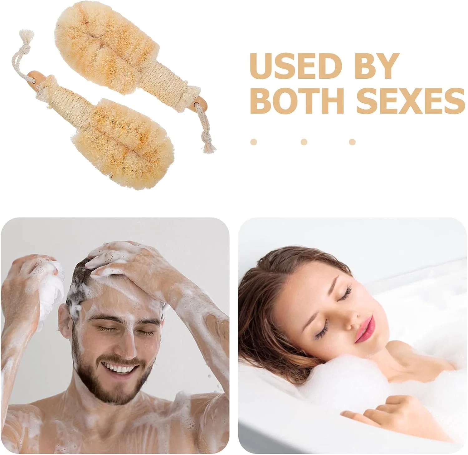 Набор банных щеток для пилинга, 2 шт, Gogogmee, 23x10x5.5 см, Beige — фото 3