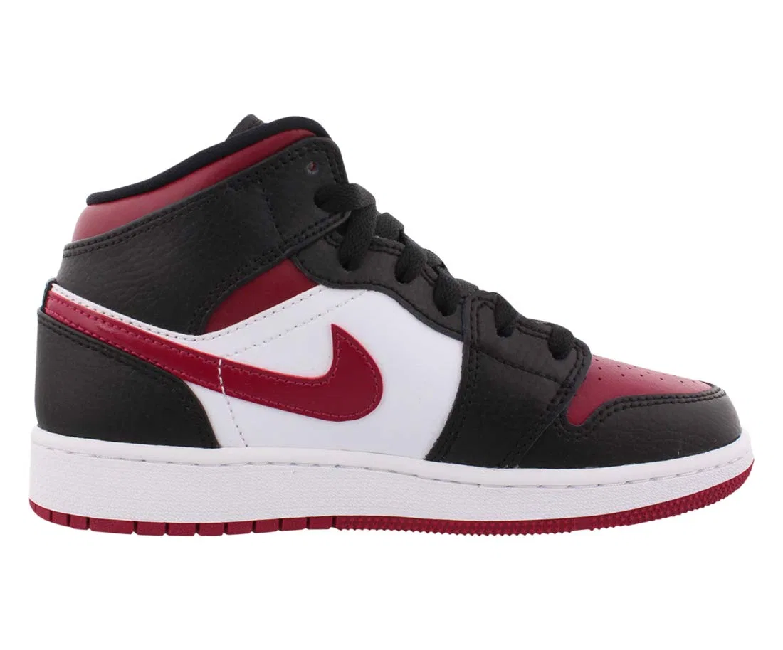 Детские кроссовки для мальчиков с принтом AIR JORDAN 1 Retro High OG Yellow Toe NIKE, Black Noble Red White — фото 3