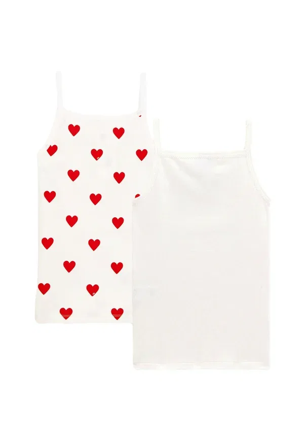 Комплект из 2 маек с принтом и бантом Heart Petit Bateau, white/red, белый/красный — фото 2