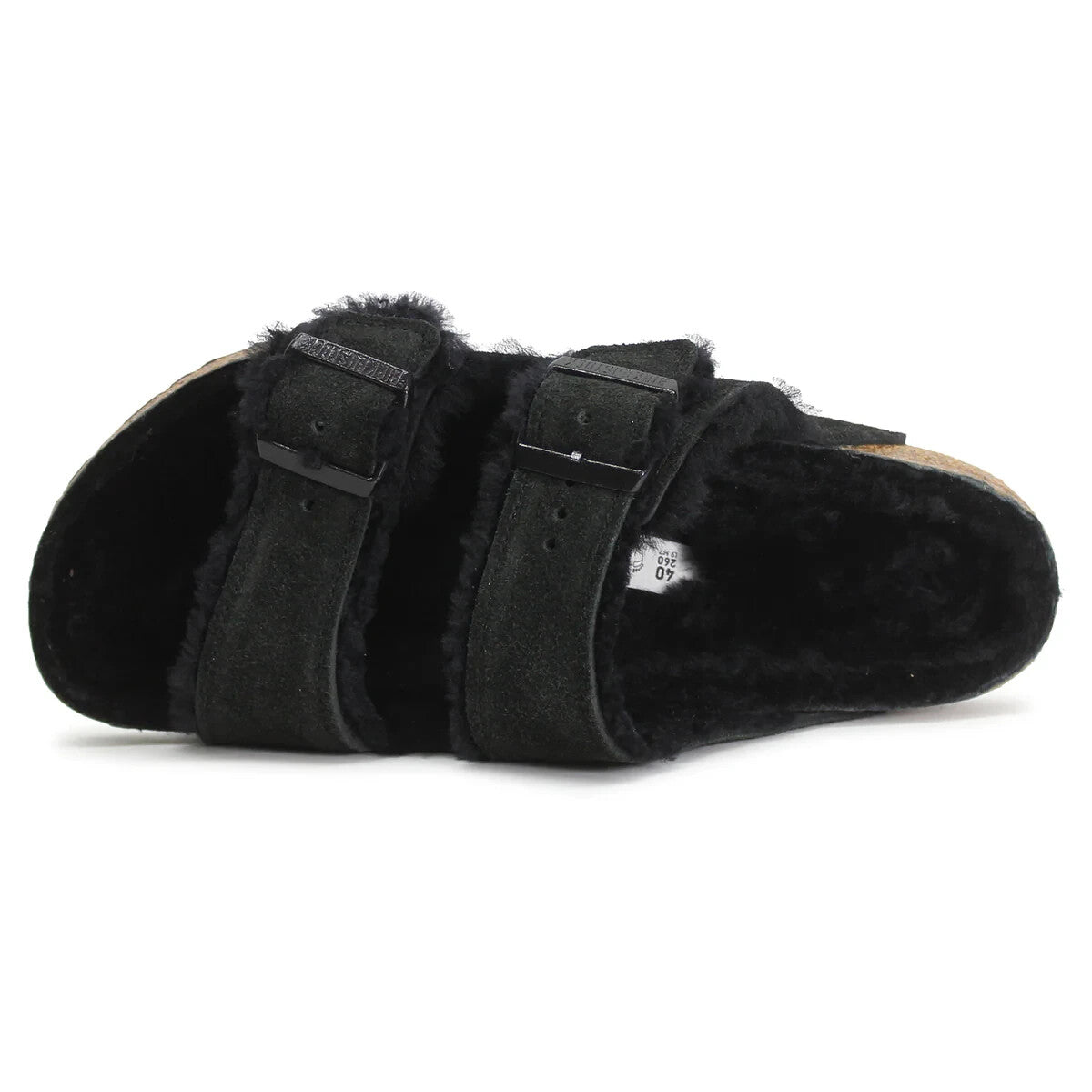 Биркеншток Аризона 0752661-001 Сандалии женские черные с овчиной слайды Birkenstock — фото 3