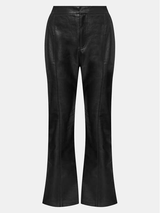 

Брюки прямого кроя из искусственной кожи Gina Tricot, черный