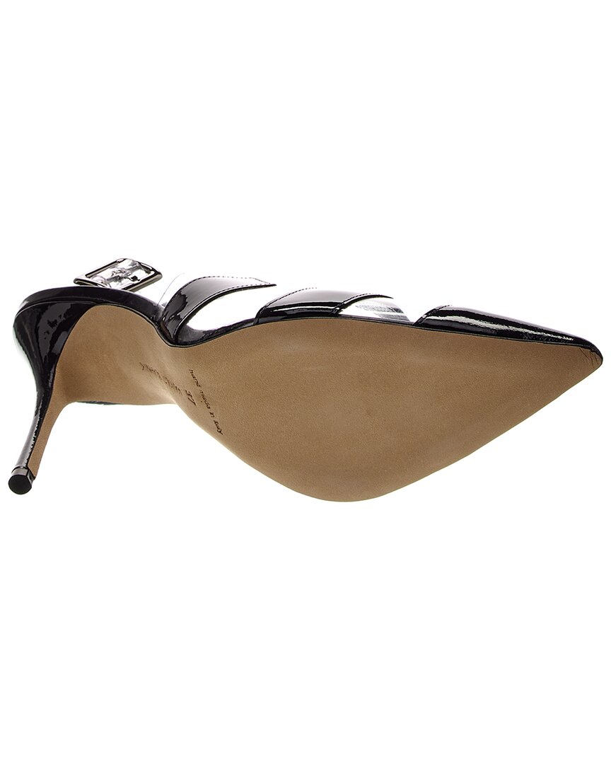 Manolo Blahnik Lixra 100 Vinyl & Patent Pump, синий — фото 4