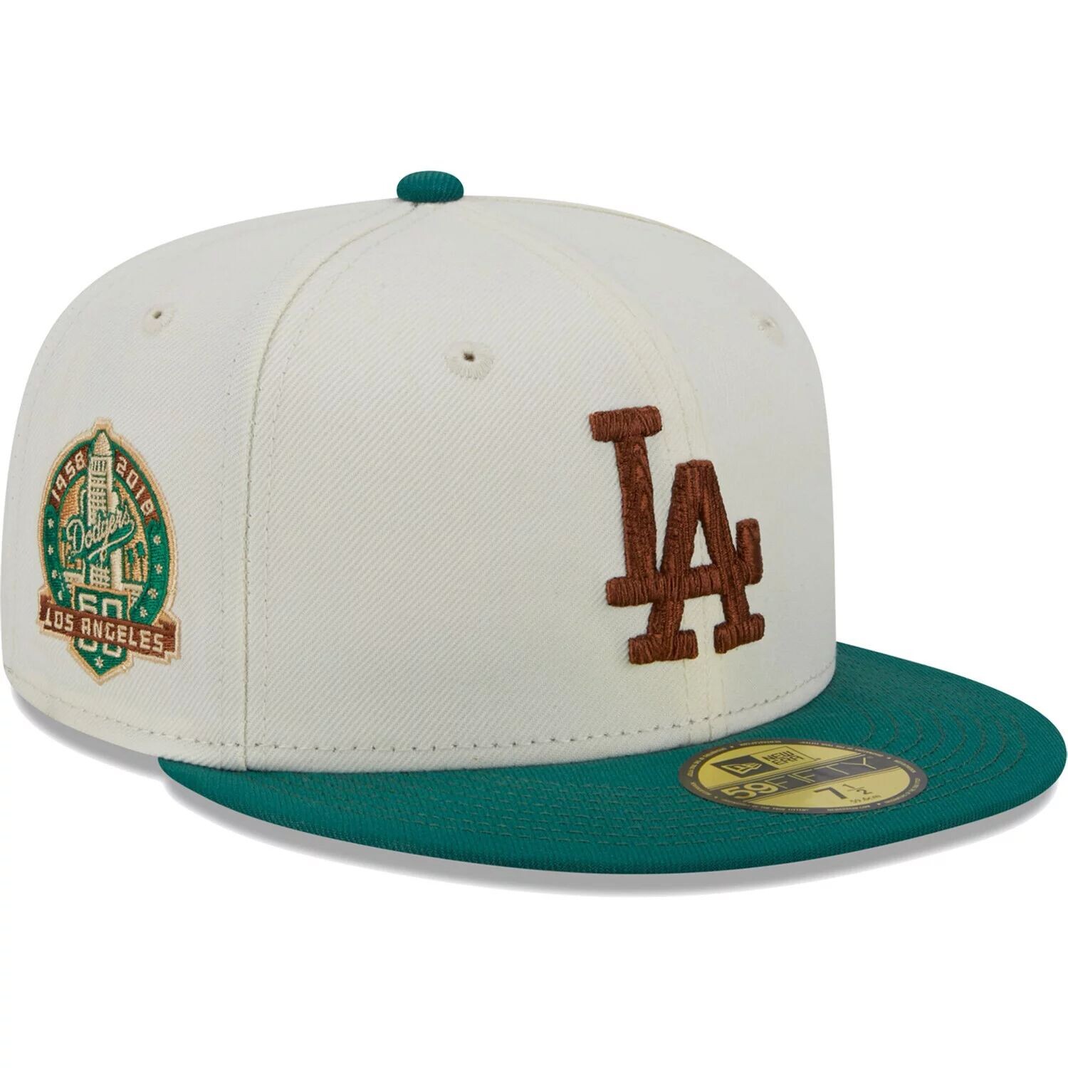 

Мужская облегающая шляпа New Era White Los Angeles Dodgers Cooperstown Collection Camp 59FIFTY