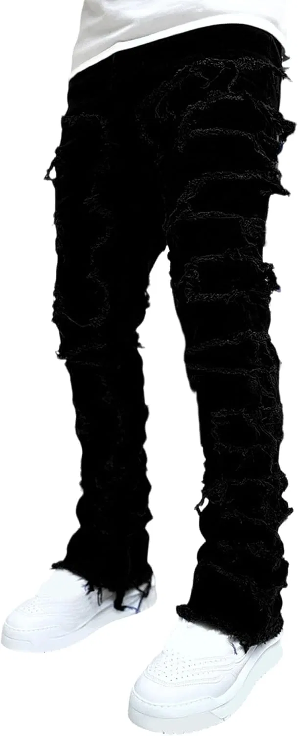 Джинсы узкие рваные Black