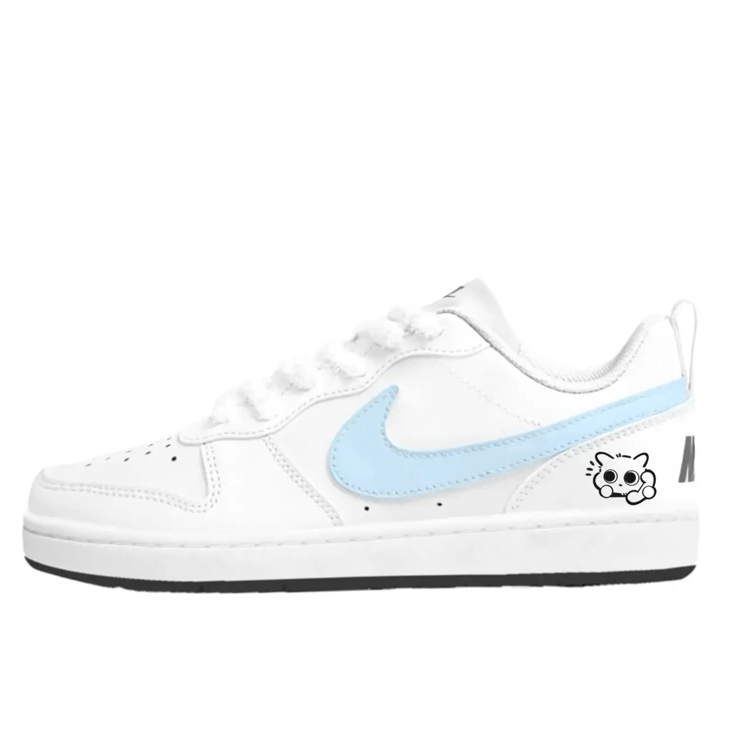 

Nike Кроссовки Court Borough Peach Soda Lightweight Shock Absorbers Low top Kids' Skateboarding Shoes Light Blue Kids'