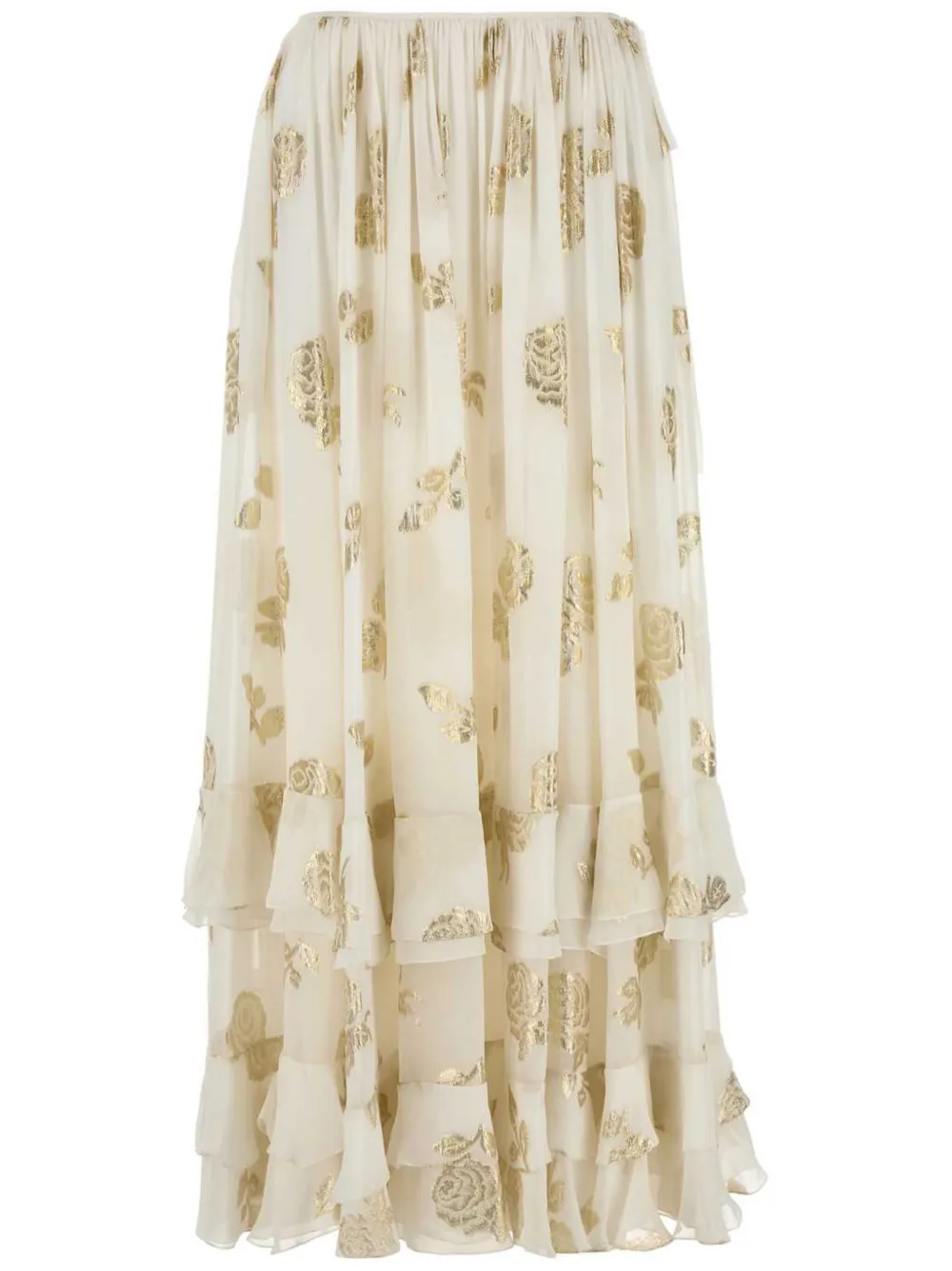 

Жаккардовая юбка макси с люрексом Chloé, белый