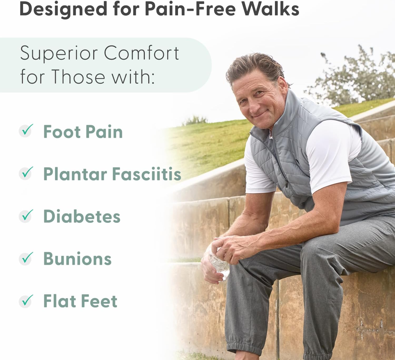 Мужские ортопедические вязаные кроссовки Orthofeet Lava, серый — фото 4