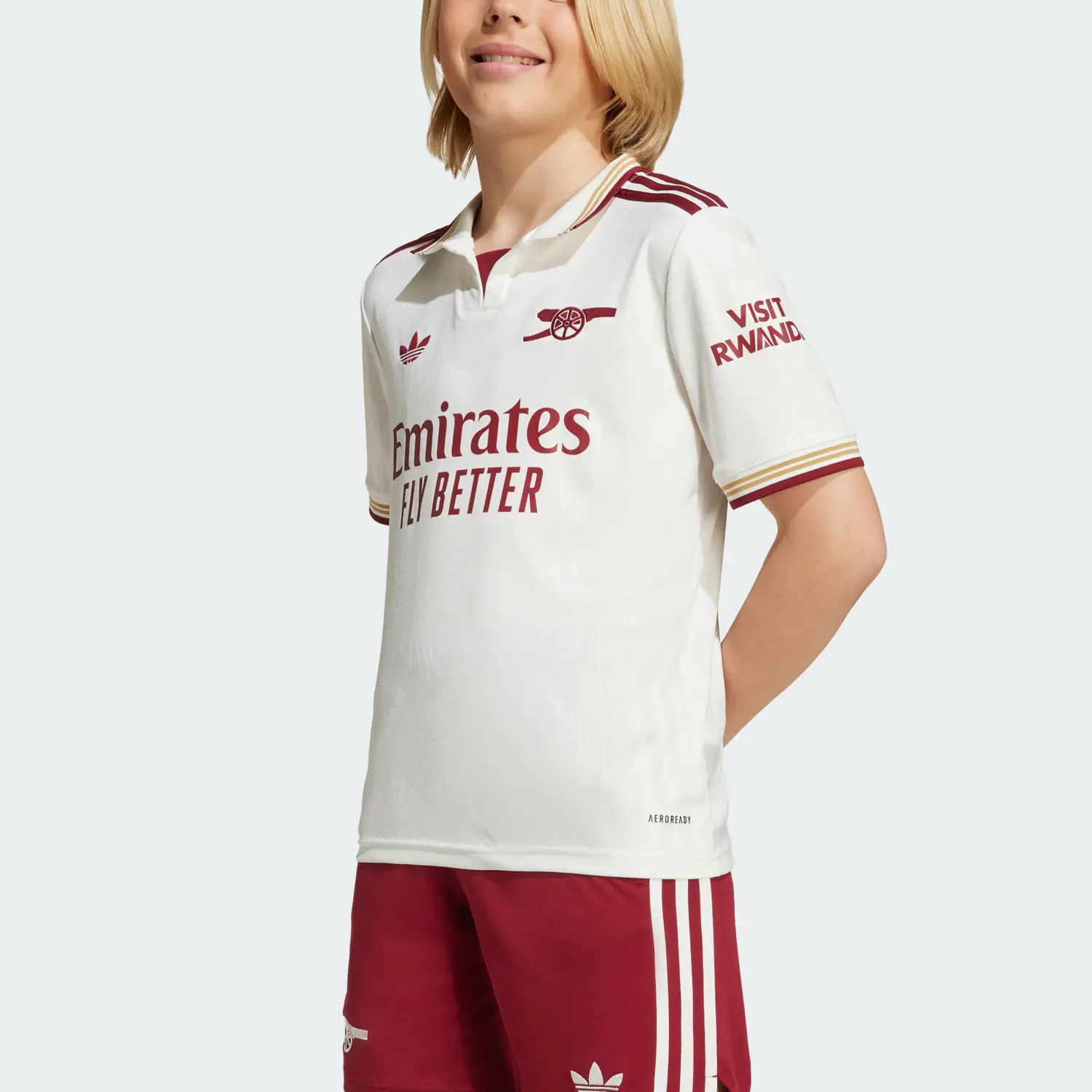 Детская футболка быстросохнущая SS25 ARSENAL 25/26 THIRD JERSEY Kids' Adidas Originals, белый/красный — фото 4