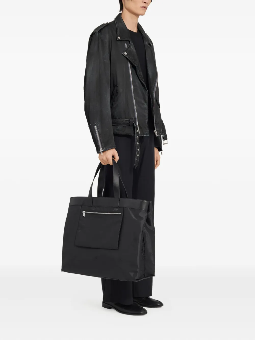 Байкерская куртка с косой молнией MM6 Maison Margiela, черный — фото 3