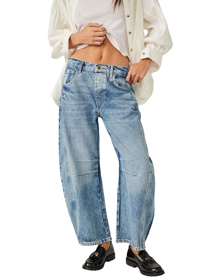 

Джинсы Free People We The Free Good Luck Mid-Rise Barrel Jeans, цвет Ultra Light Beam