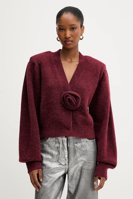 

Кардиган с шерстью Rotate, бордовый