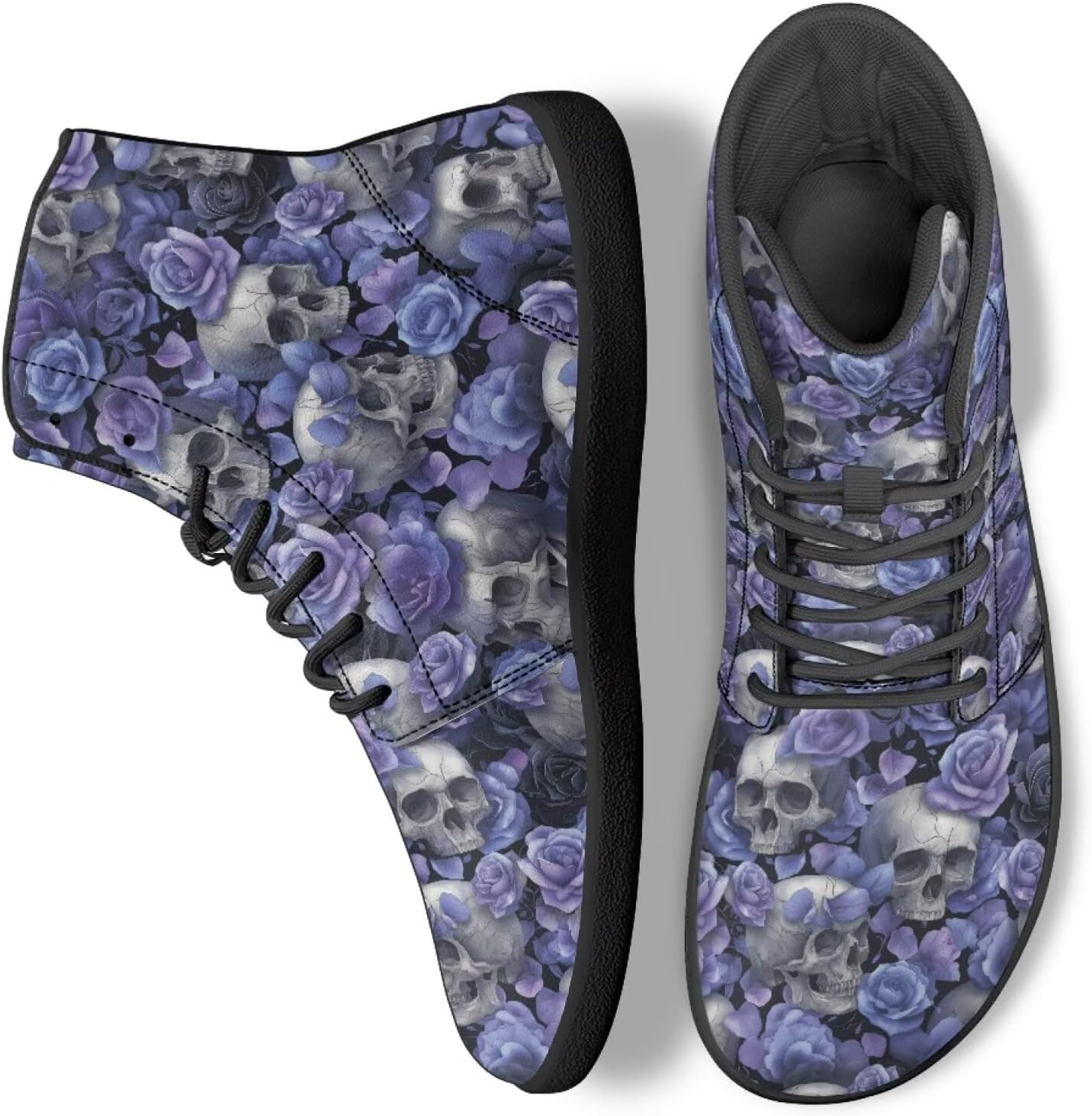 

Кроссовки на высокой подошве с готическим черепом для мужчин и женщин, классические с шнуровкой, для бега и повседневной ходьбы Ecaestolph, синий