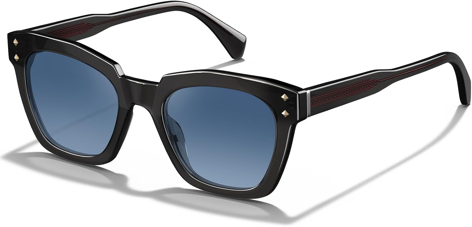 

Женские поляризованные солнцезащитные очки CARFIA из ацетата с защитой UV400, модные очки в форме «кошачьих глаз», дизайнерская модель CA3005F, 2. Black Frame Gradient Blue Lenses