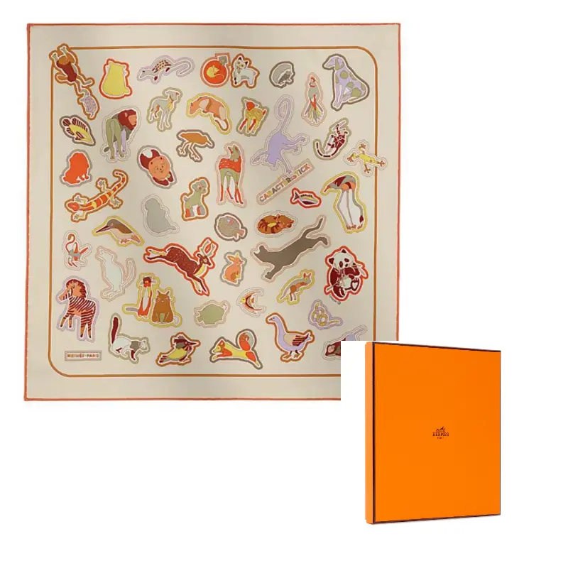 

HERMES Шёлковый шарф, Cream/Orange