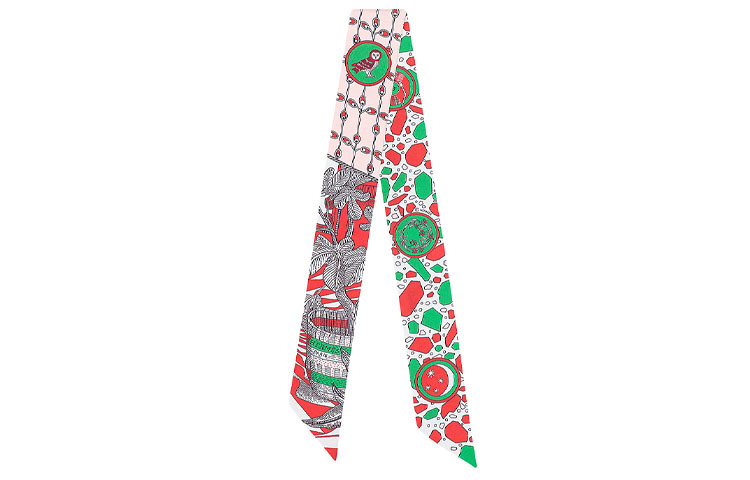 

HERMES Шелковый шарф Women's красный/розовый /зеленый