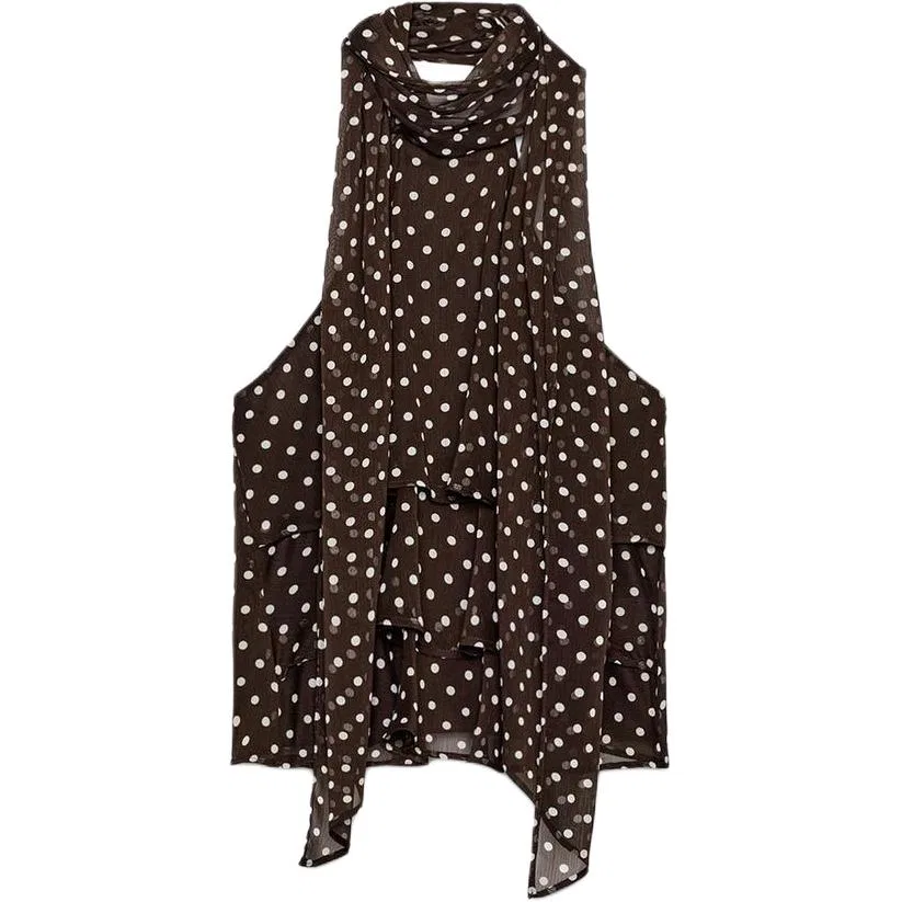 Женский топ-майка без рукавов с принтом Brown/White ZARA, Brown/White