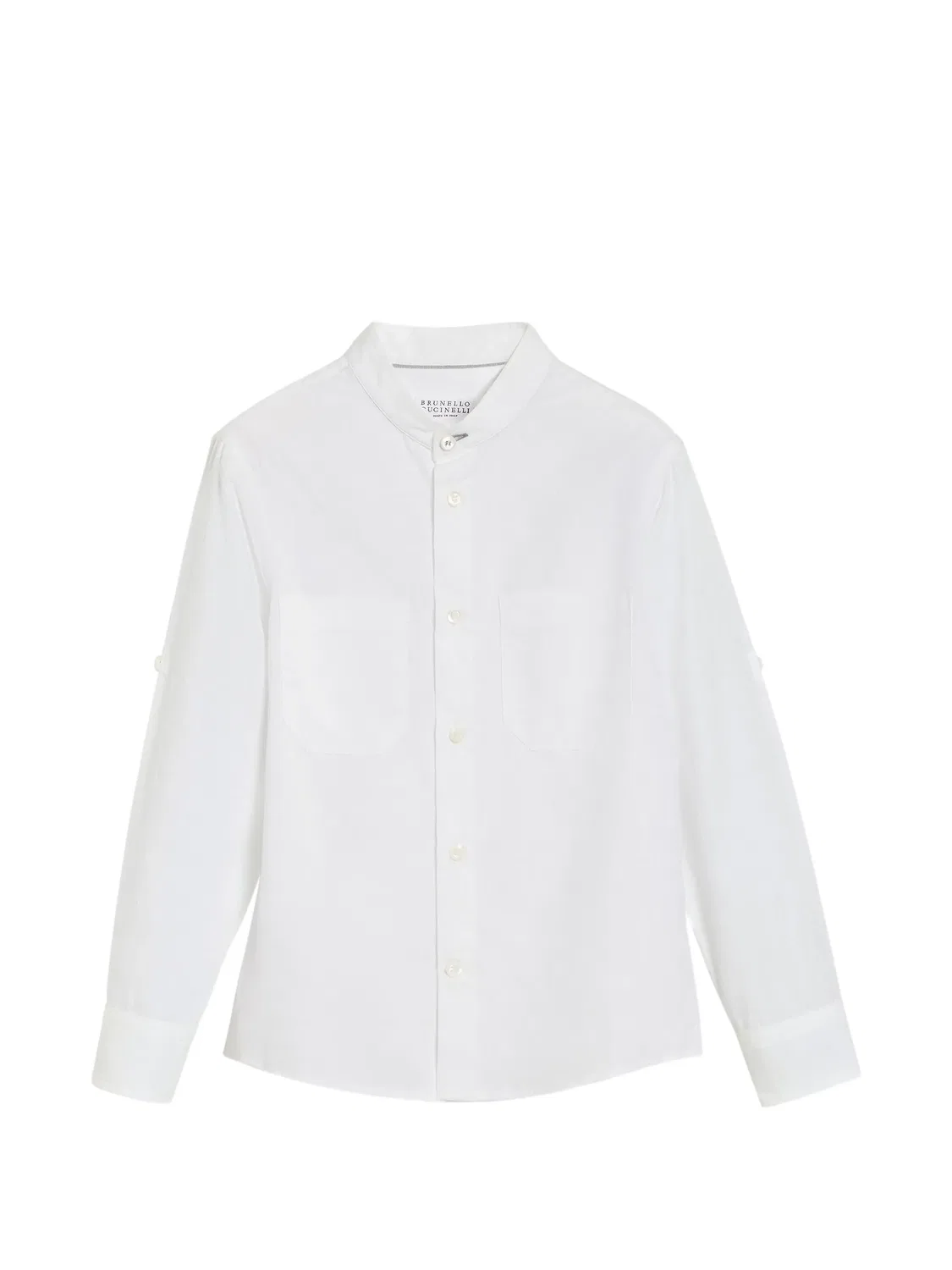 Рубашка с воротником-стойкой Brunello Cucinelli Kids, белый