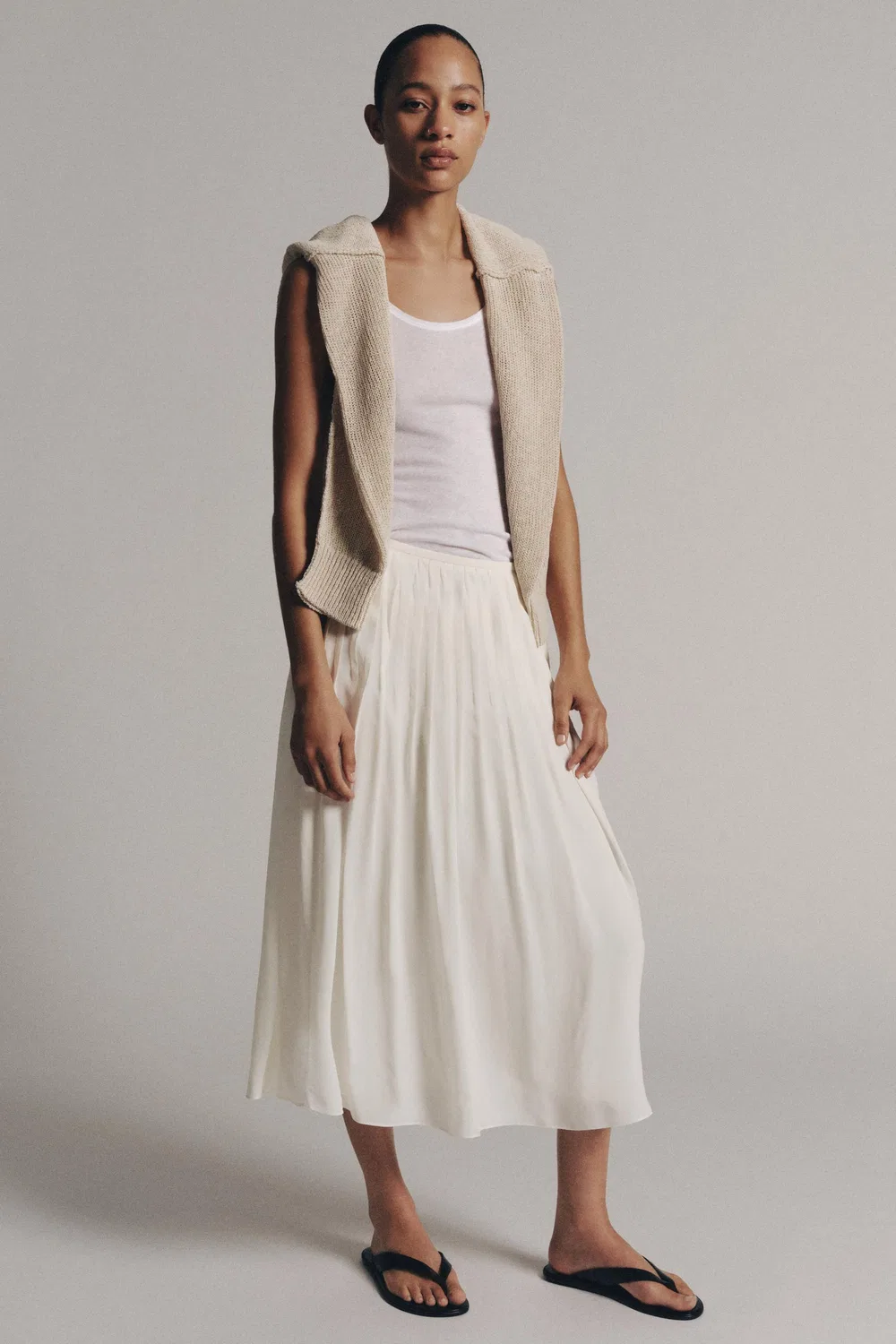 Плиссированная юбка из коллекции ZW ZARA, Ecru