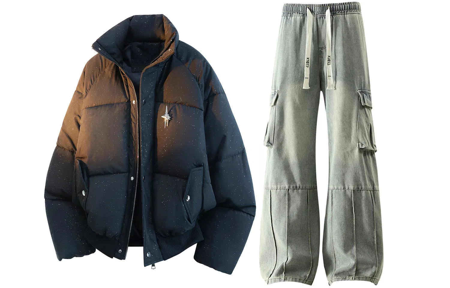 Детский комплект из худи и брюк на флисе с капюшоном X1617, Black Top Yellow Mud