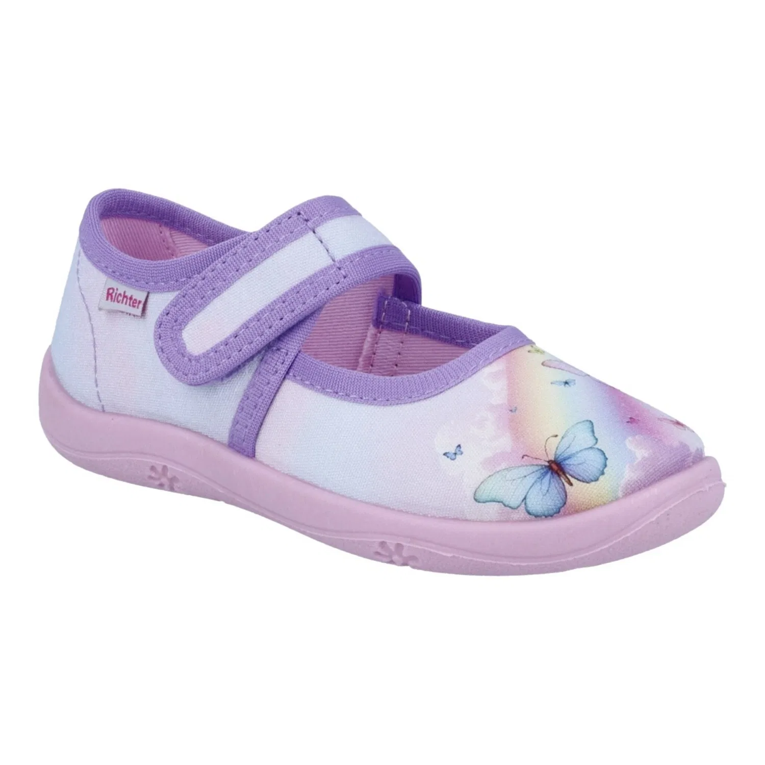 Детские текстильные тапочки с бабочками Richter, Pink-Purple-Multi