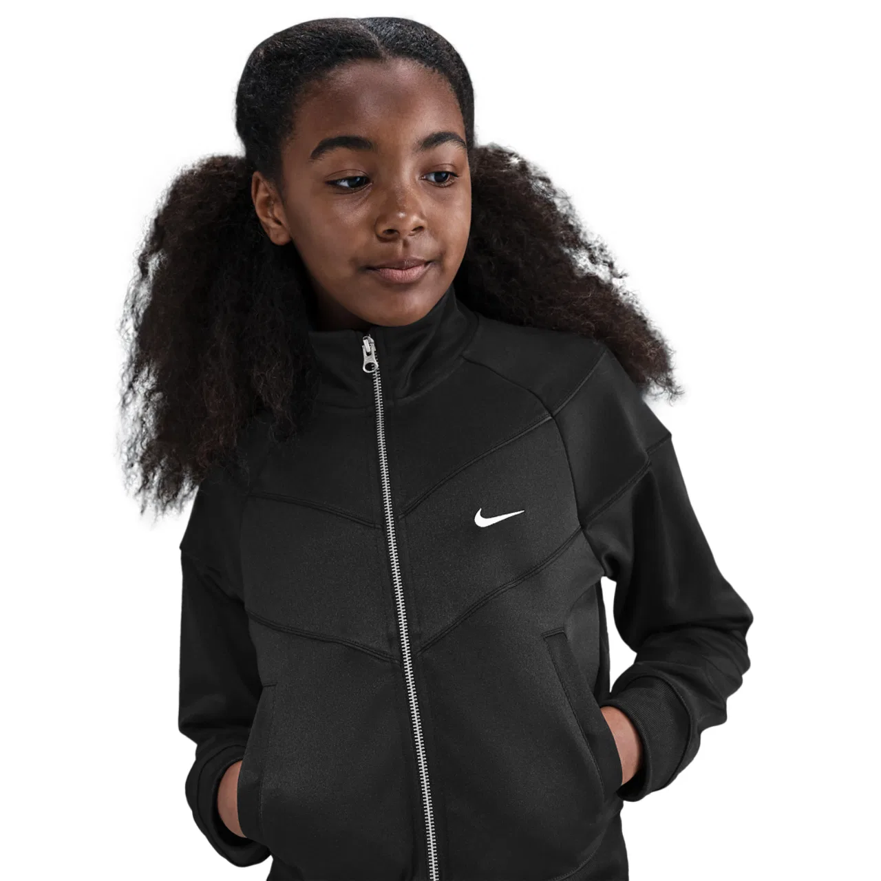 Куртка для девочек NSW Poly Knit Track Nike, черный/белый