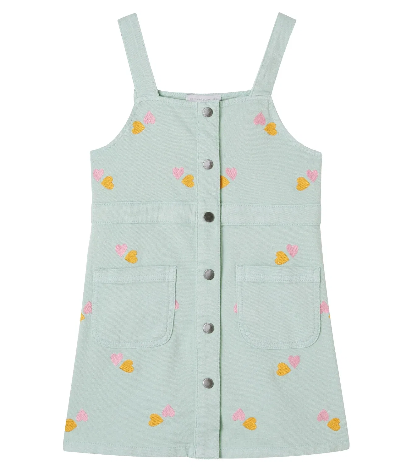 Платье джинсовое с вышивкой Stella Mccartney Kids, зеленый
