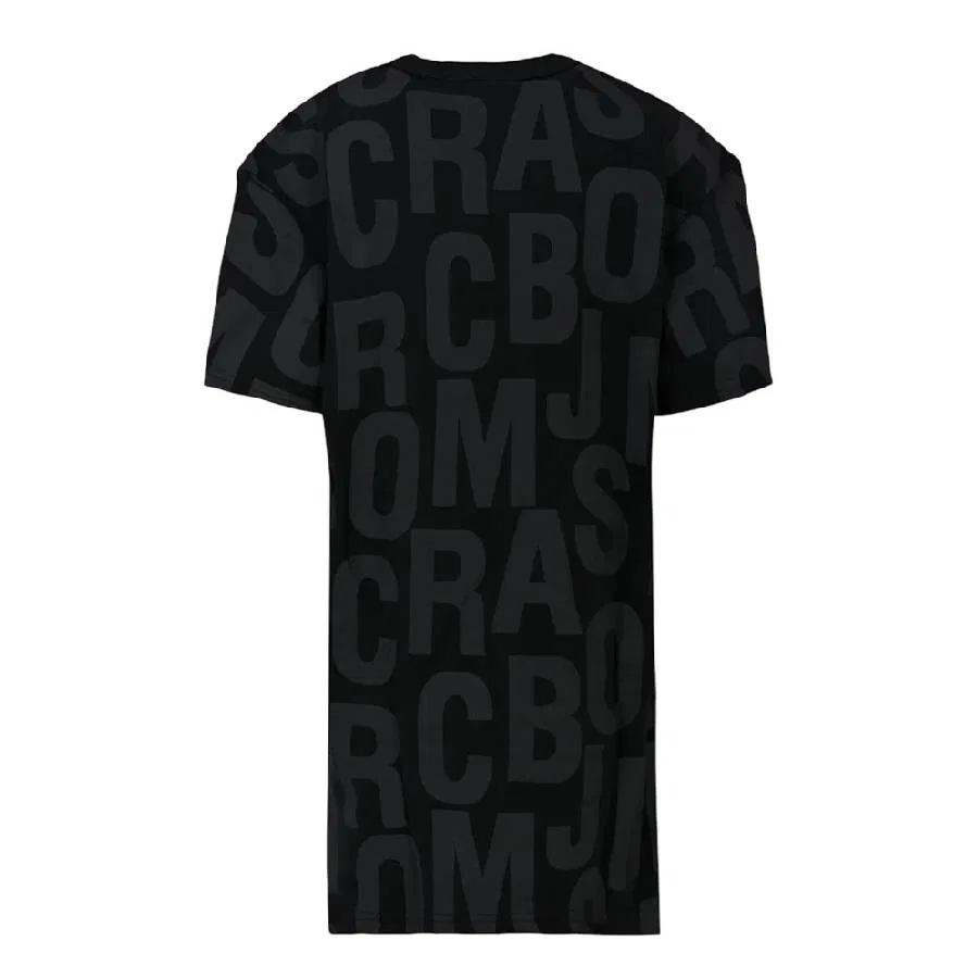 Платье хлопковое с коротким рукавом Monogram Logo Cotton Dress Little Marc Jacobs, Black — фото 2