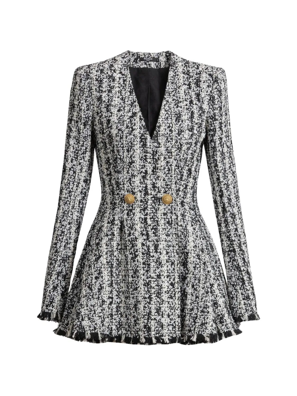 Платье из твида черного цвета Balmain, черный