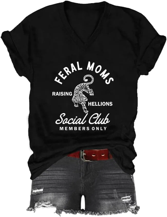 Футболка с принтом Feral Moms Social Club, Black